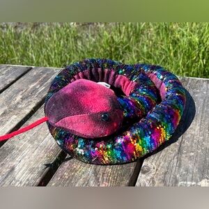 Adventure Planet Rainbow Sequined 65” Snake Plush Stuffed Animal Boa Bonstrictor